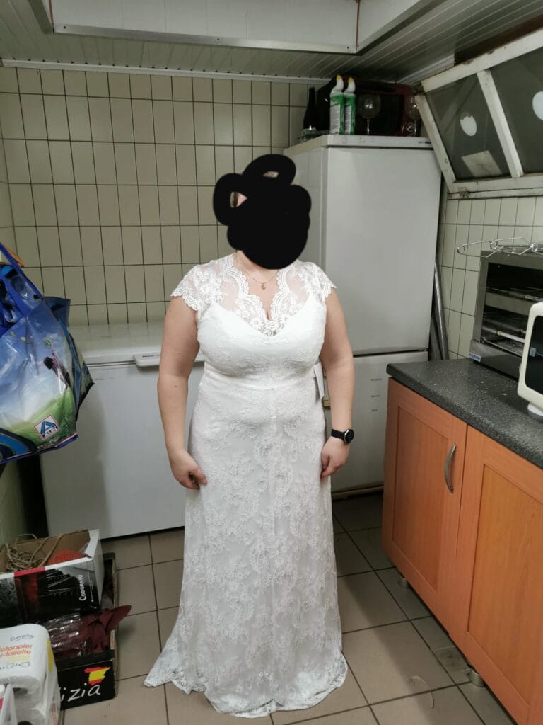 Kostbare trouwjurk Vindress Wit Regular Kort V-nek Nieuw (Onveranderd) Natuurlijk 42