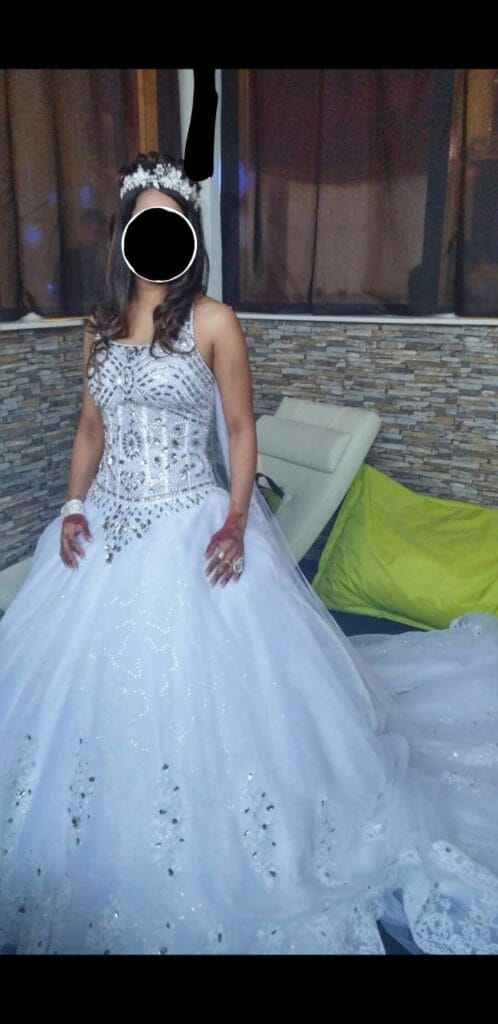 Luxe trouwjurk Vindress Wit Regular Lang V-nek Nieuw (Onveranderd) Tule 36